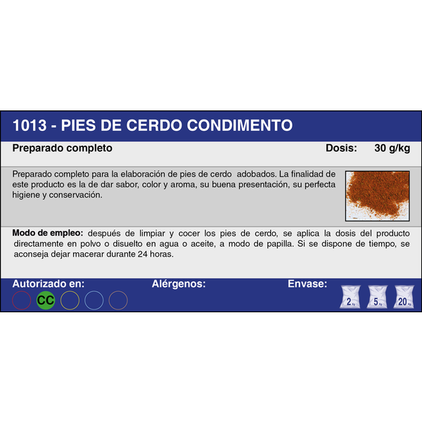 PIES DE CERDO CONDIMENTO (5 Kg.)