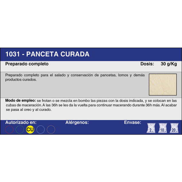 PANCETA CURADA (2 Kg.)