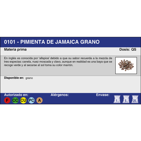PIMIENTA DE JAMAICA GRANO (25 Kg.)