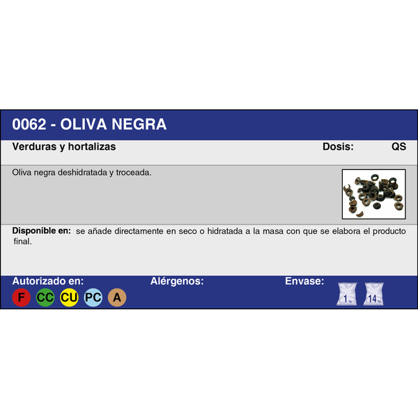 OLIVA NEGRA TROZOS PE90% (14 Kg.)
