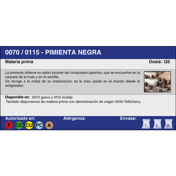 PIMIENTA NEGRA GRANO PREMIUM (5 Kg.)