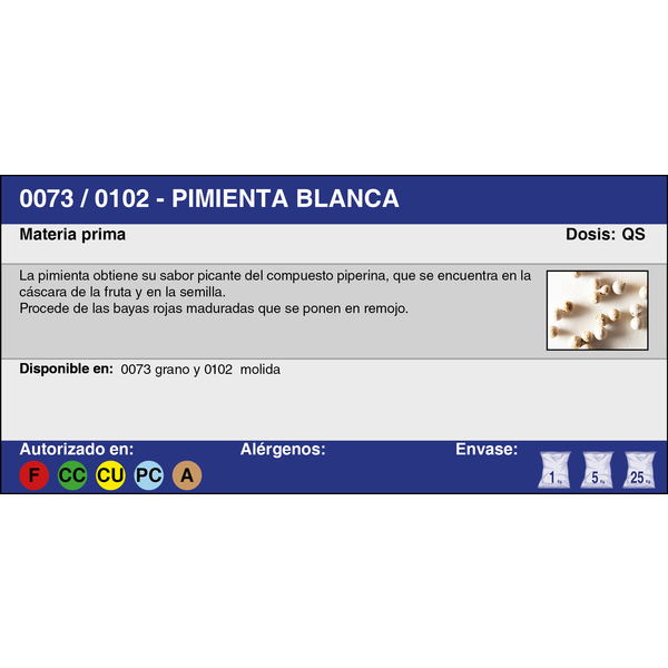 PIMIENTA BLANCA GRANO (5 Kg.)