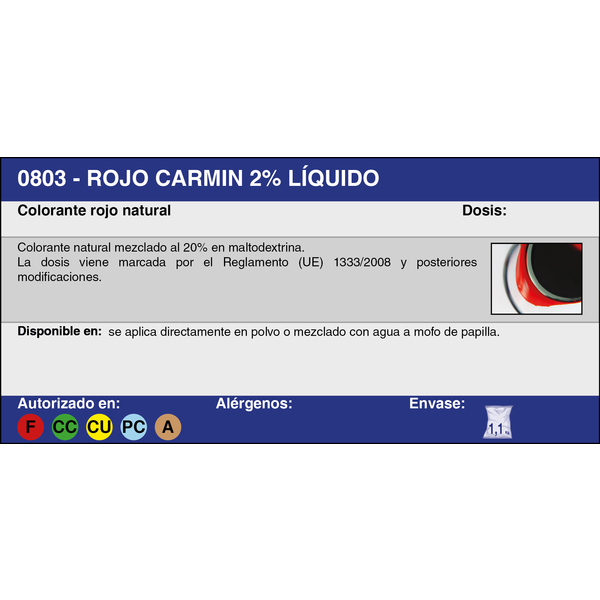 ROJO CARMIN 2% LÍQUIDO (E120) (1,1 Kg.)
