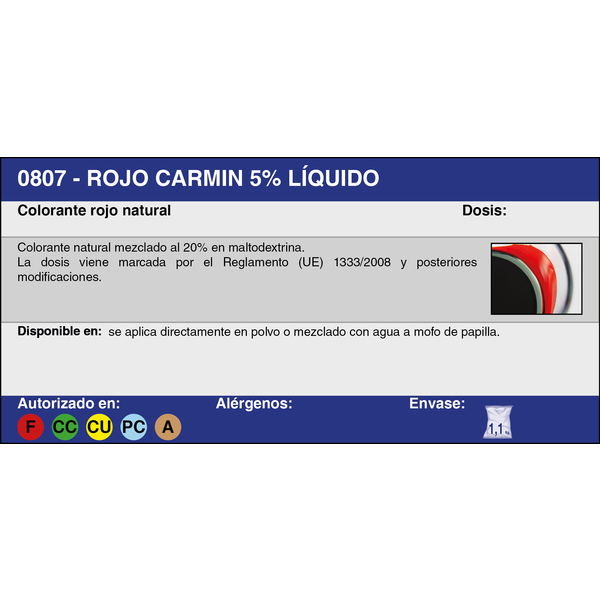 ROJO CARMIN 5% LÍQUIDO (E120) (1,1KG)