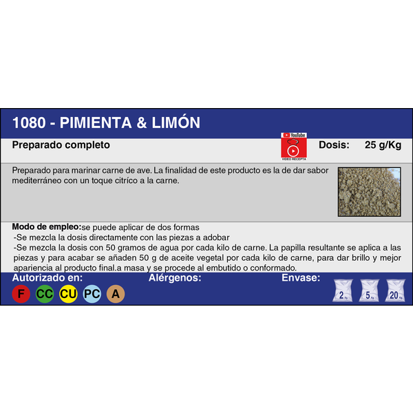 PIMIENTA Y LIMÓN MARINADA (20 Kg.)