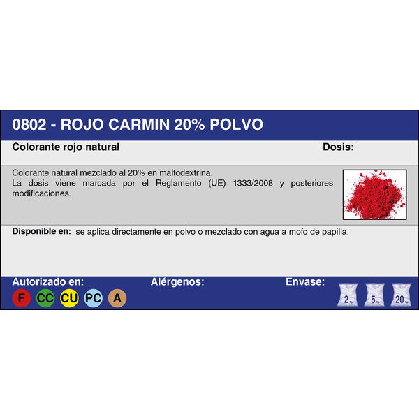 ROJO CARMIN 20% POLVO (E-120) (2 Kg.)