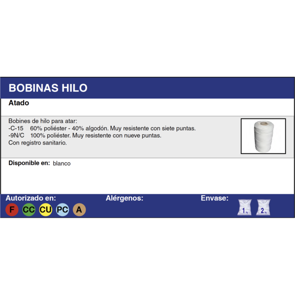 HILO POLIESTER BLANCO N10 A7/C 1 KG.
