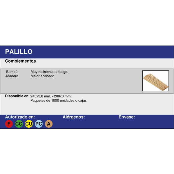 PALILLO MADERA 20 CM