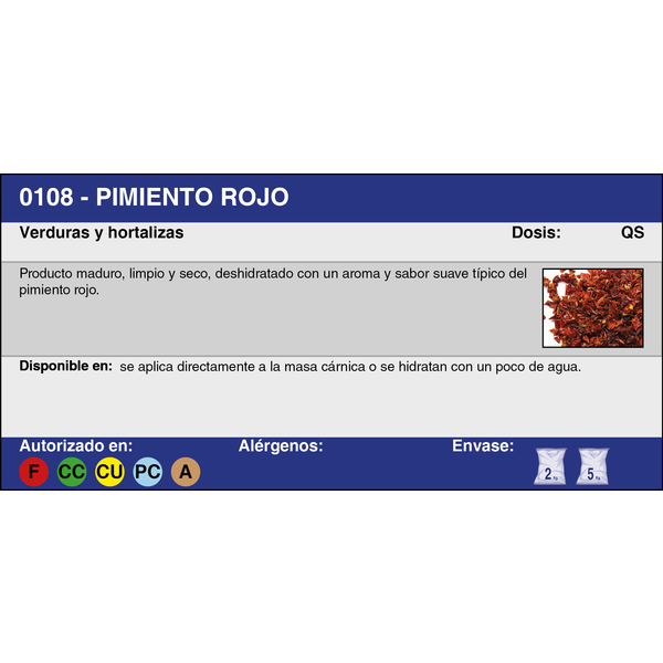 PIMIENTO ROJO 1*3 mm (25 Kg.)