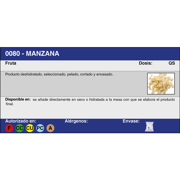 MANZANA DESHIDRATADA (1 Kg.)