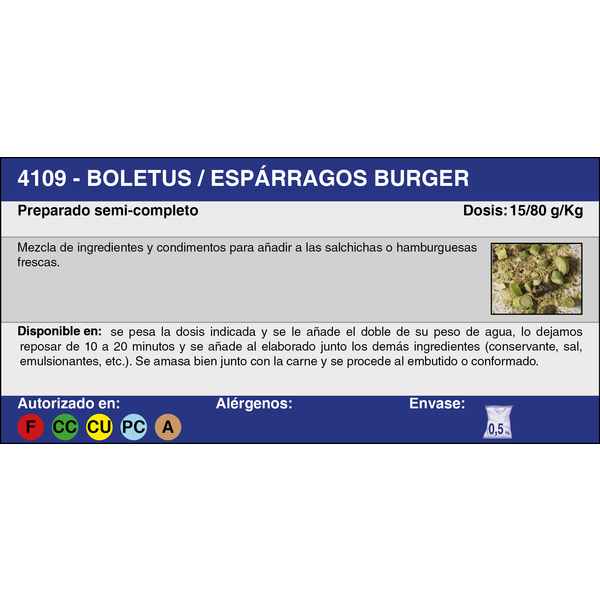 BOLETUS/ESPARRAGOS BURGER (0,5 Kg.)