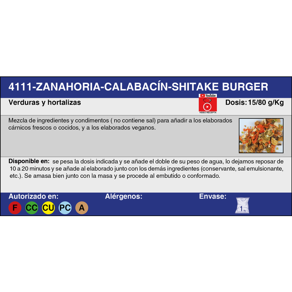 ZANAHORIA-CALABACIN-SHIITAKE BURGER (1 Kg.)