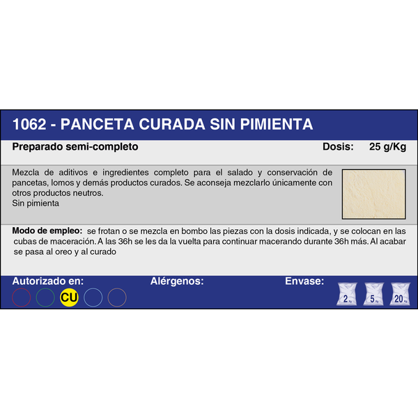 PANCETA CURADA S/PIMIENTA (20 Kg.)